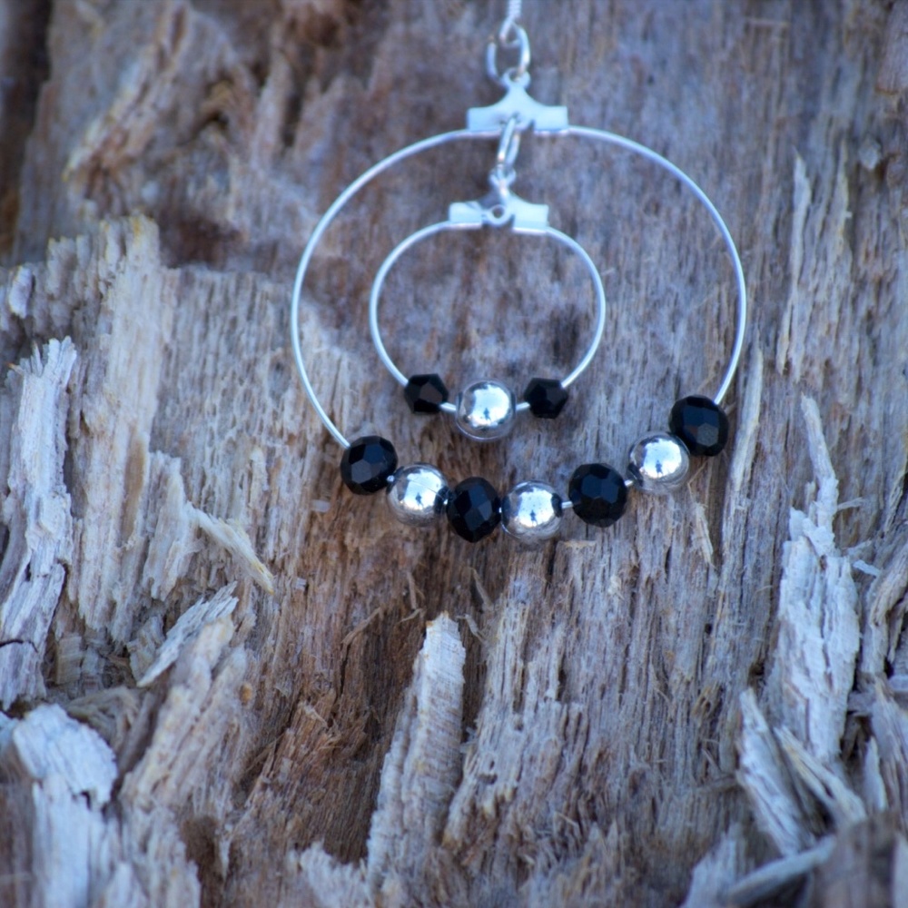 Black Tourmaline Tier Dangle Earrings